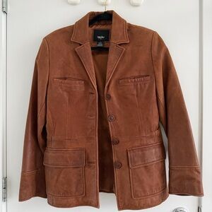 Moschino Brown Leather Field Jacket